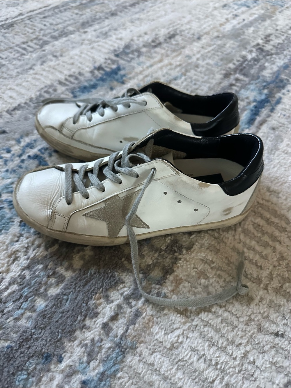 Golden Goose White Leather Sneakers with Silver Star Accent Size 36